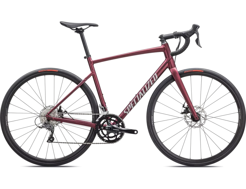 Specialized Allez E5 Disc - M/54 ,Satin Maroon / Silver Dust / Flo Red, 2024